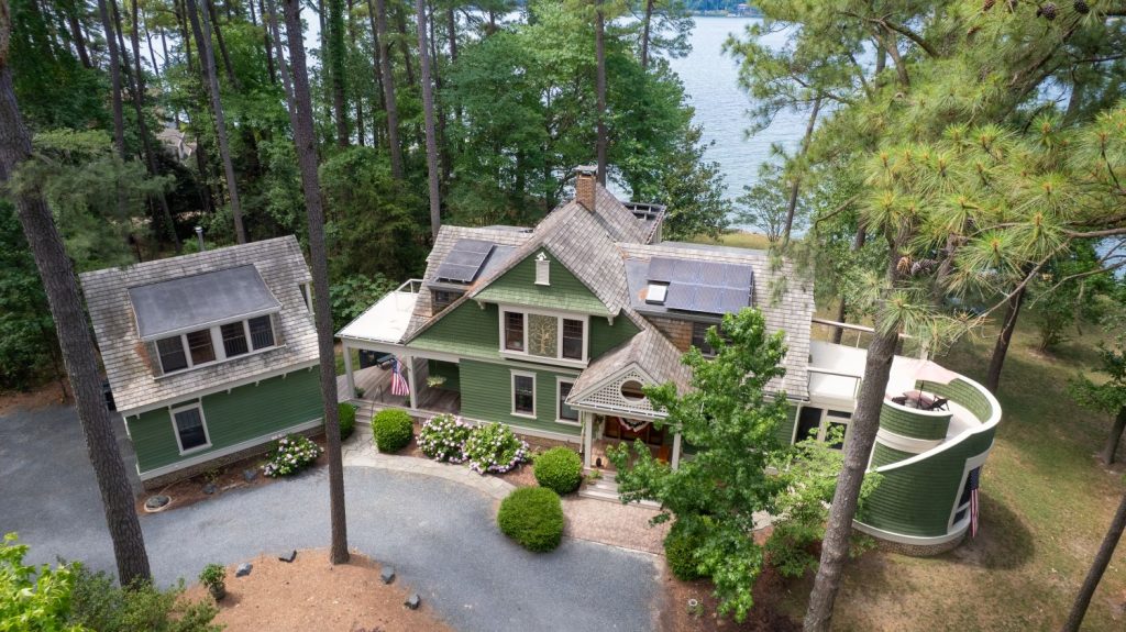 3 Aerial Front of house with full circular deck wing
